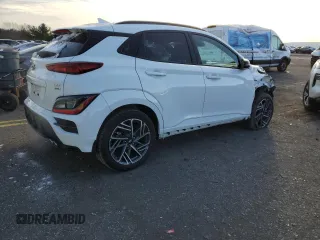 2023 Hyundai Kona N Line with VIN KM8K3CA37PU995837, listed as a Copart auction lot 85757014 with 4,275 mi miles and Salvage Title. Bid and sale history available at carsss.com. Image 3.