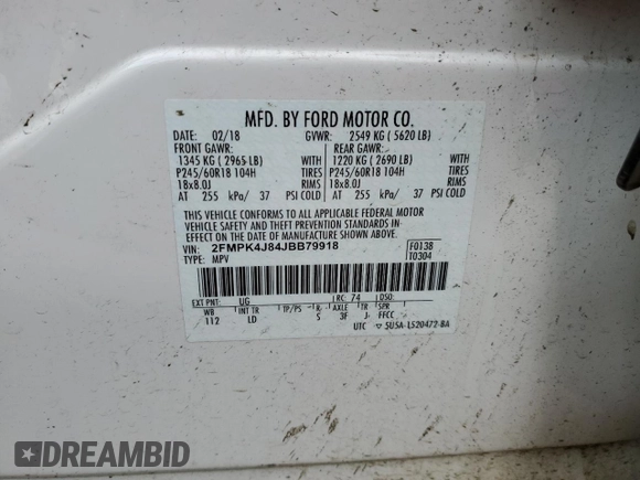2018 Ford Edge SEL with VIN 2FMPK4J84JBB79918, listed as a Copart auction lot 52801355 with 50,933 mi miles and Salvage Title. Bid and sale history available at DreamBid. Image 12.