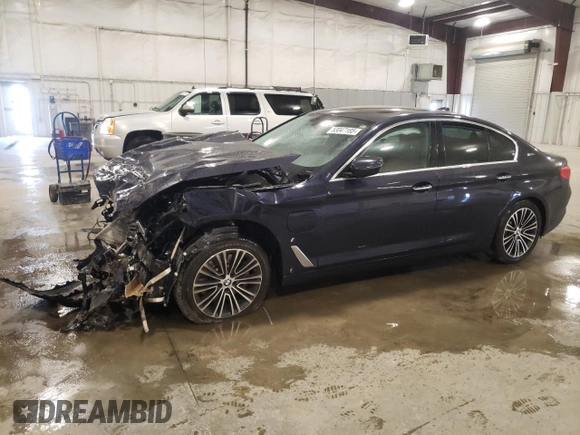 2018 BMW 5 Series 530e xDrive with VIN WBAJB1C50JB084044, listed as a Copart auction lot 53047185 with Not Provided miles and Salvage Title. Bid and sale history available at carsss.com. Image 1.
