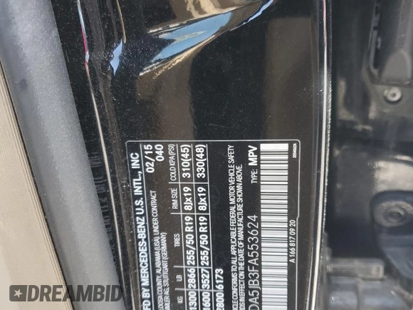 2015 Mercedes-Benz M ML 350 with VIN 4JGDA5JB3FA553624, listed as a Copart auction lot 48252185 with 117,172 mi miles and Salvage Title. Bid and sale history available at carsss.com. Image 13.