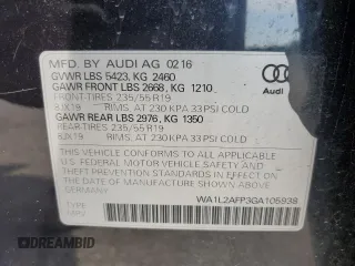 2016 Audi Q5 Premium Plus z VIN WA1L2AFP3GA105938, wystawiony jako Copart lot #62918505 z przebiegiem 80 667 mil mil oraz Szkoda całkowita • Salvage title. Historia ofert i sprzedaży dostępna na DreamBid. Obrazek 13.