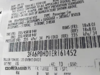 2014 Ford Fusion SE with VIN 3FA6P0HD1ER161452, listed as a IAAI auction lot 42037684 with 166,634 mi miles. Bid and sale history available at carsss.com. Image 9.