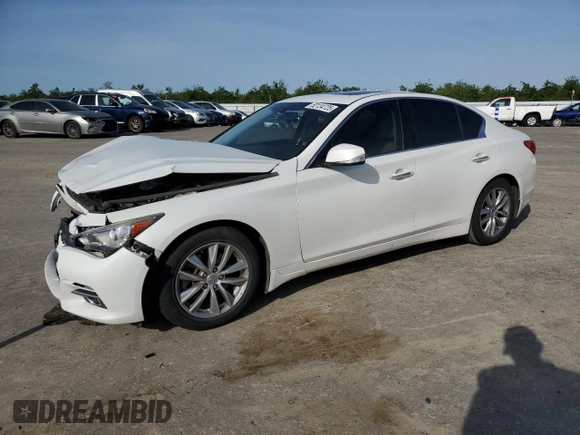 2014 Infiniti Q50 Premium with VIN JN1BV7AP2EM674006, listed as a Copart auction lot 52134725 with 144,321 mi miles and Salvage Title. Bid and sale history available at carsss.com. Image 1.