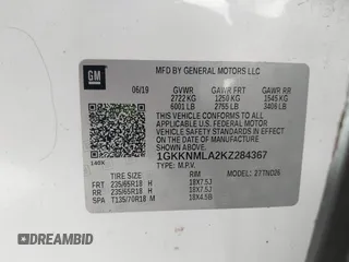 2019 GMC Acadia SLT with VIN 1GKKNMLA2KZ284367, listed as a IAAI auction lot 41907037 with 94,566 mi miles. Bid and sale history available at carsss.com. Image 9.