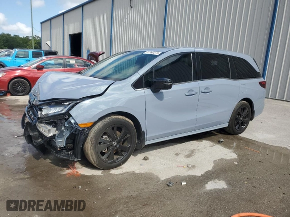 2023 Honda Odyssey Sport with VIN 5FNRL6H72PB074843, listed as a Copart auction lot 51390275 with 25,597 mi miles and Salvage Title. Bid and sale history available at carsss.com. Image 1.