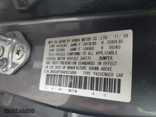 2010 Acura TSX with VIN JH4CU2F60AC015069, listed as a IAAI auction lot 42047083 with 165,671 mi miles. Bid and sale history available at carsss.com. Image 9.