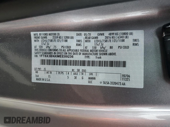 2021 Ford F-350 z VIN 1FT8X3BNXMEE09236, wystawiony jako Copart lot #79728943 z przebiegiem 29 675 mil mil oraz Szkoda całkowita • Salvage title. Historia ofert i sprzedaży dostępna na DreamBid. Obrazek 13.