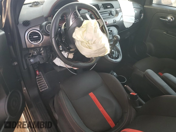 2015 FIAT 500 Abarth with VIN 3C3CFFFHXFT597430, listed as a Copart auction lot 55706425 with 67,026 mi miles and Salvage title. Bid and sale history available at DreamBid. Image 8.