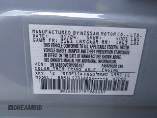 2024 Nissan Sentra SR with VIN 3N1AB8DV7RY285157, listed as a IAAI auction lot 41925272 with 4,173 mi miles and . Bid and sale history available at DreamBid. Image 9.
