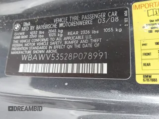 2008 BMW 3 Series 328xi z VIN WBAWV53528P078991, wystawiony jako IAAI lot #41662807 z przebiegiem Nie podano mil oraz . Historia ofert i sprzedaży dostępna na DreamBid. Obrazek 9.