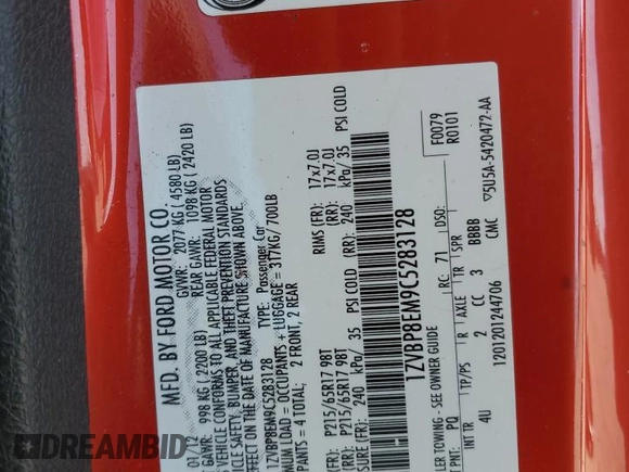 2012 Ford Mustang V6 with VIN 1ZVBP8EM9C5283128, listed as a Copart auction lot 48575425 with 149,401 mi miles and Salvage Title. Bid and sale history available at carsss.com. Image 14.