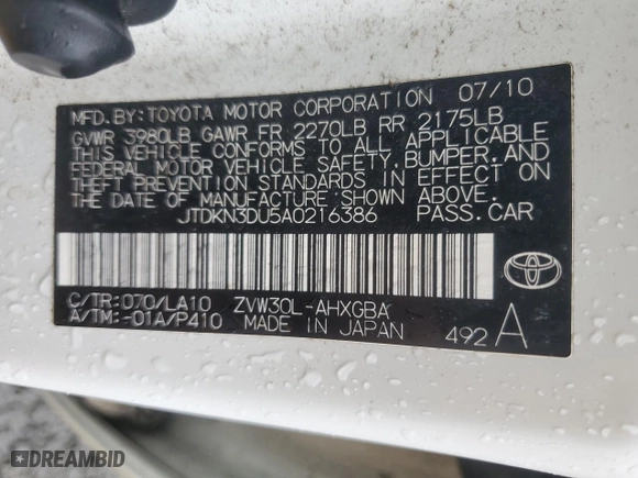 2010 Toyota Prius II with VIN JTDKN3DU5A0216386, listed as a Copart auction lot 51488715 with 198,259 mi miles and Clean Title. Bid and sale history available at carsss.com. Image 12.