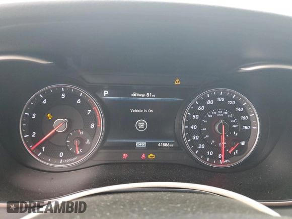 2019 Genesis G70 Dynamic with VIN KMTG34LE2KU021837, listed as a Copart auction lot 57754815 with 41,586 mi miles and Salvage title. Bid and sale history available at DreamBid. Image 9.