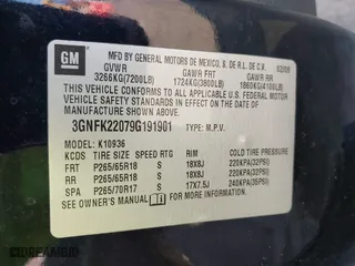 2009 Chevrolet Avalanche LT w/2LT with VIN 3GNFK22079G191901, listed as a IAAI auction lot 41641130 with 187,892 mi miles. Bid and sale history available at carsss.com. Image 9.