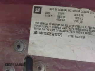 2006 Chevrolet Monte Carlo LT 3.5L с VIN 2G1WM15KX69217920, выставлен на аукционе IAAI как лот 42325050 с пробегом 199 504 миль миль и . История ставок и продаж доступна на DreamBid. Изображение 9.