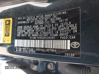 2016 Toyota Camry XLE with VIN 4T4BF1FK6GR528992, listed as a IAAI auction lot 42006520 with 89,225 mi miles and . Bid and sale history available at carsss.com. Image 9.