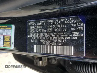 2023 Hyundai Elantra SEL с VIN KMHLS4AG7PU555147, выставлен на аукционе Copart как лот 54927165 с пробегом 32 234 миль миль и Списание • Salvage title. История ставок и продаж доступна на DreamBid. Изображение 12.