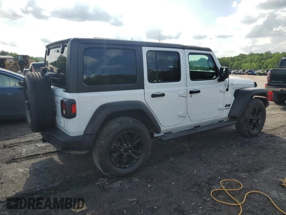 2021 Jeep Wrangler Unlimited Sport S with VIN 1C4HJXDG3MW583165, listed as a Copart auction lot 57218275 with 74,353 mi miles and Salvage title. Bid and sale history available at DreamBid. Image 3.