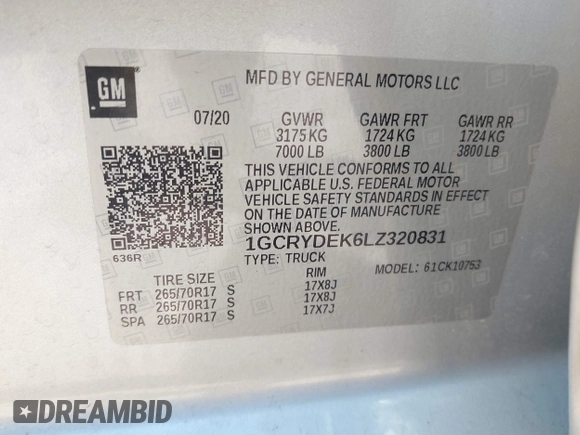 2020 Chevrolet Silverado 1500 LT with VIN 1GCRYDEK6LZ320831, listed as a IAAI auction lot 41705799 with 66,149 mi miles. Bid and sale history available at carsss.com. Image 9.