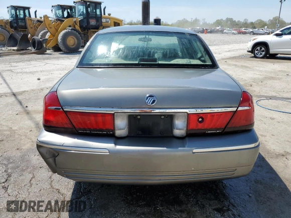 2001 Mercury Grand Marquis LS with VIN 2MEFM75W31X612800, listed as a Copart auction lot 50886005 with 58,400 mi miles and Salvage Title. Bid and sale history available at DreamBid. Image 6.