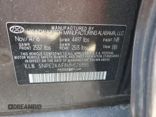 2017 Hyundai Sonata SE with VIN 5NPE24AF8HH526885, listed as a Copart auction lot 52993835 with 167,369 mi miles and Salvage Title. Bid and sale history available at carsss.com. Image 12.