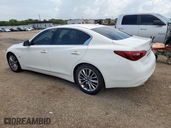 2018 Infiniti Q50 Luxe with VIN JN1EV7AP9JM592281, listed as a Copart auction lot 63676555 with 40,249 mi miles and Salvage title. Bid and sale history available at DreamBid. Image 2.