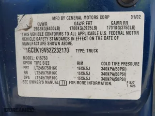 2002 Chevrolet Silverado 1500 LS with VIN 1GCEK19V62Z232170, listed as a IAAI auction lot 41888595 with 1 mi miles. Bid and sale history available at carsss.com. Image 9.