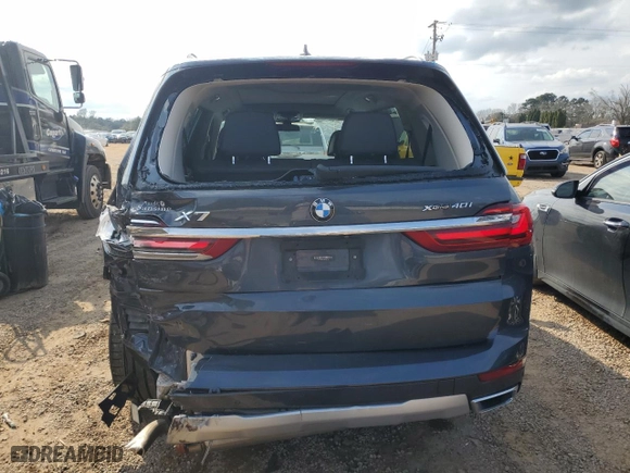2020 BMW X7 xDrive40i with VIN 5UXCW2C01L9C55177, listed as a Copart auction lot 45571675 with 74,226 mi miles and Salvage Title. Bid and sale history available at carsss.com. Image 6.