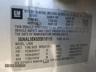 2013 Chevrolet Captiva Sport LT with VIN 3GNAL3EK8DS618115, listed as a Copart auction lot 76502474 with 155,201 mi miles and Clean Title. Bid and sale history available at DreamBid. Image 13.