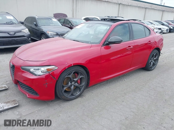 2019 Alfa Romeo Giulia Ti Sport with VIN ZARFAMBN0K7606969, listed as a IAAI auction lot 41962828 with 46,544 mi miles and . Bid and sale history available at DreamBid. Image 2.