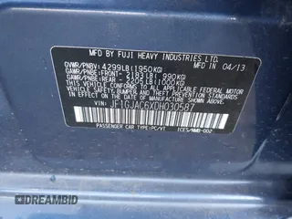 2013 Subaru Impreza Premium с VIN JF1GJAC6XDH030587, выставлен на аукционе IAAI как лот 40312902 с пробегом 186 849 миль миль и . История ставок и продаж доступна на DreamBid. Изображение 9.