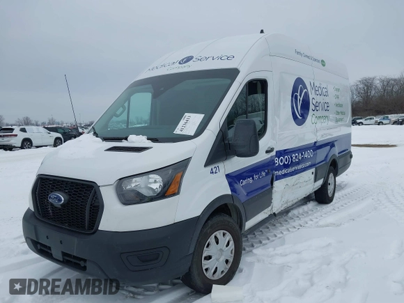 2021 Ford Transit Cargo with VIN 1FTBW3X80MKA98459, listed as a IAAI auction lot 41236413 with 86,778 mi miles. Bid and sale history available at carsss.com. Image 2.