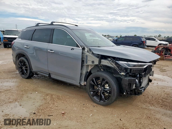 2025 Infiniti QX60 с VIN 5N1AL1FR3SC332678, выставлен на аукционе Copart как лот 60646265 с пробегом 3 907 миль миль и Списание • Salvage title. История ставок и продаж доступна на DreamBid. Изображение 4.