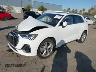 2021 Audi Q3 S line Premium Plus with VIN WA1EECF37M1044601, listed as a IAAI auction lot 41993498 with 15,300 mi miles. Bid and sale history available at carsss.com. Image 2.