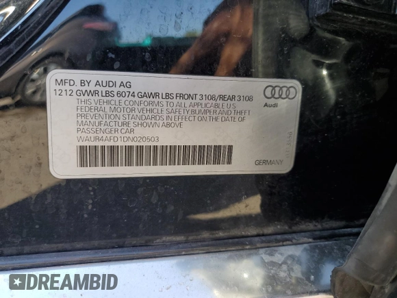 2013 Audi A8 L 6.3L with VIN WAUR4AFD1DN020503, listed as a Copart auction lot 69654204 with 189,999 mi miles and Salvage Title. Bid and sale history available at carsss.com. Image 12.