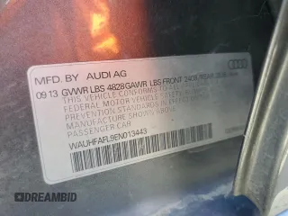 2014 Audi A4 Premium Plus with VIN WAUHFAFL9EN013443, listed as a Copart auction lot 58468394 with 149,965 mi miles and Salvage title. Bid and sale history available at DreamBid. Image 12.