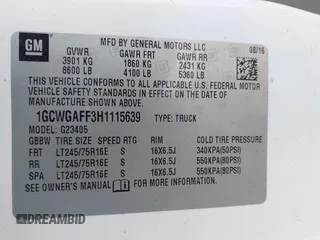 2017 Chevrolet Express Cargo Van with VIN 1GCWGAFF3H1115639, listed as a IAAI auction lot 42024442 with 150,274 mi miles. Bid and sale history available at carsss.com. Image 9.
