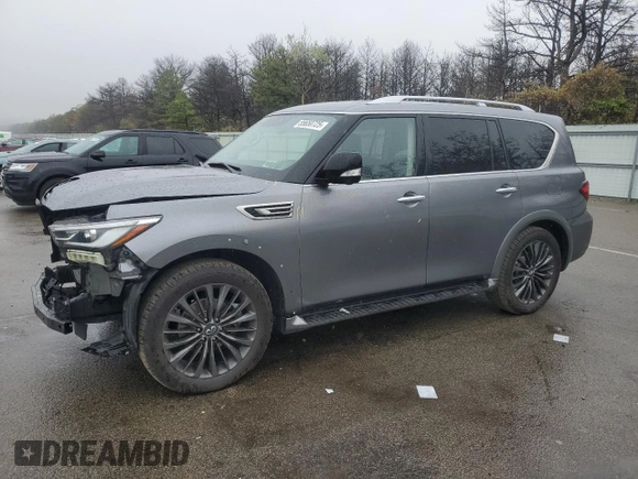 2021 Infiniti QX80 Luxe with VIN JN8AZ2AE3M9267803, listed as a Copart auction lot 55650725 with 55,544 mi miles and Salvage Title. Bid and sale history available at DreamBid. Image 1.