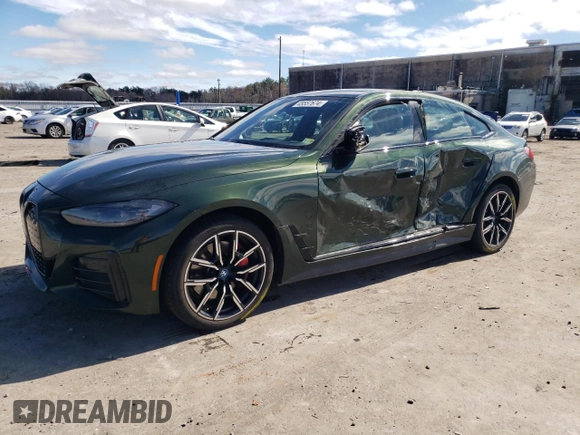 2023 BMW i4 eDrive40 with VIN WBY73AW00PFN80441, listed as a Copart auction lot 45557674 with 16,335 mi miles. Bid and sale history available at carsss.com. Image 1.