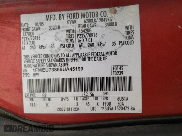2006 Ford Explorer XLT with VIN 1FMEU73866UA45199, listed as a Copart auction lot 47339355 with 263,716 mi miles and Salvage Title. Bid and sale history available at carsss.com. Image 14.