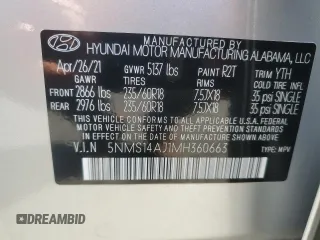 2021 Hyundai Santa Fe SE with VIN 5NMS14AJ1MH360663, listed as a Copart auction lot 49719515 with 24,028 mi miles and Non Repairable. Bid and sale history available at carsss.com. Image 13.