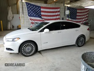 2014 Ford Fusion Titanium Hybrid with VIN 3FA6P0RU4ER157183, listed as a Copart auction lot 57728515 with 124,487 mi miles and Salvage title. Bid and sale history available at DreamBid. Image 1.