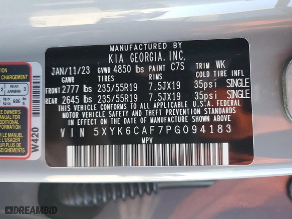 2023 Kia Sportage X-Line with VIN 5XYK6CAF7PG094183, listed as a Copart auction lot 46740385 with 14,556 mi miles and Salvage Title. Bid and sale history available at carsss.com. Image 15.