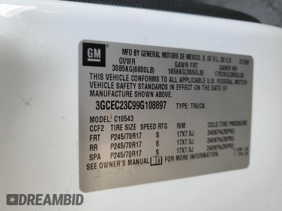 2009 Chevrolet Silverado 1500 LT with VIN 3GCEC23C99G108897, listed as a Copart auction lot 81377194 with 284,886 mi miles and Salvage Title. Bid and sale history available at carsss.com. Image 12.