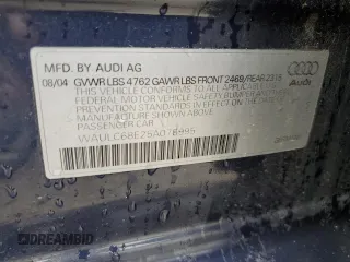 2005 Audi A4 1.8T SE with VIN WAULC68E25A078995, listed as a Copart auction lot 71750644 with 175,534 mi miles and Clean Title. Bid and sale history available at carsss.com. Image 12.
