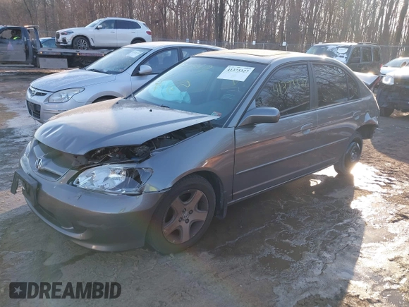 2004 Honda Civic EX with VIN 2HGES26814H604992, listed as a IAAI auction lot 41373327 with 97,545 mi miles. Bid and sale history available at carsss.com. Image 2.