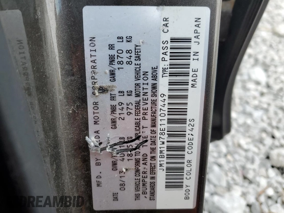 2014 Mazda 3 i Grand Touring with VIN JM1BM1W78E1107449, listed as a Copart auction lot 52378045 with 98,035 mi miles and Salvage Title. Bid and sale history available at carsss.com. Image 15.