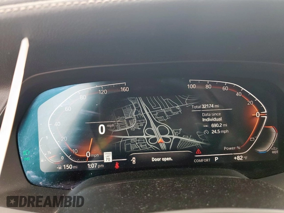 2023 BMW X5 sDrive40i with VIN 5UXCR4C07P9N48328, listed as a Copart auction lot 57619515 with 32,174 mi miles and Salvage title. Bid and sale history available at DreamBid. Image 9.