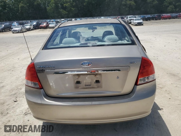 2009 Kia Spectra EX with VIN KNAFE221195600794, listed as a Copart auction lot 68090154 with 77,037 mi miles and Salvage Title. Bid and sale history available at carsss.com. Image 6.