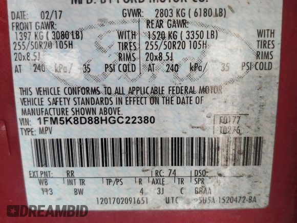 2017 Ford Explorer XLT z VIN 1FM5K8D88HGC22380, wystawiony jako Copart lot #62756845 z przebiegiem 93 811 mil mil oraz Szkoda całkowita • Salvage title. Historia ofert i sprzedaży dostępna na DreamBid. Obrazek 14.
